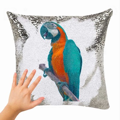 Pet Bird Dog Cat Engraved Customized Sequin Pillow Photo Gift